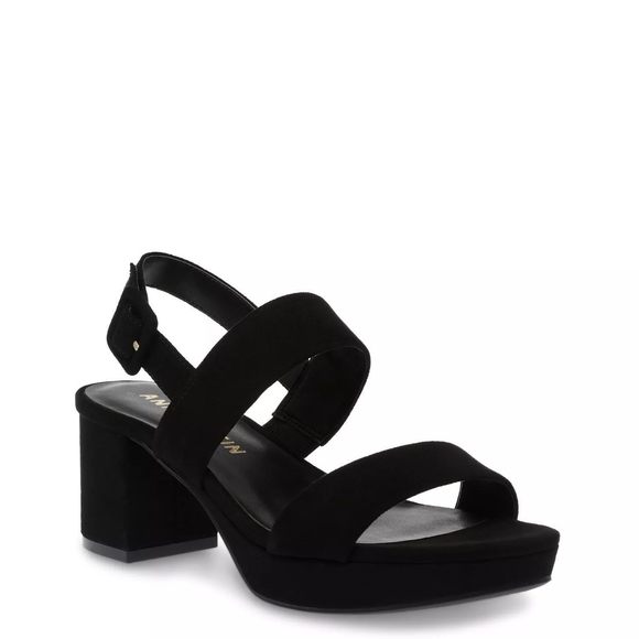 Anne Klein Women's Presley Platform Sandals, Black Suede, 6 M US - Picture 1 of 1
